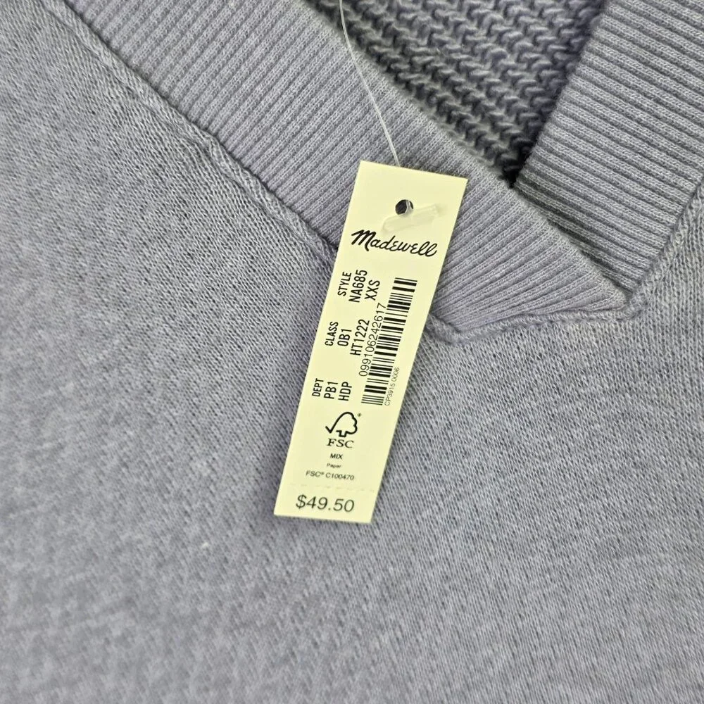 Madewell Top Womens XXS Purple Waffle Sweatshirt Short Sleeve Relaxed Fit Active - Picture 3 of 8